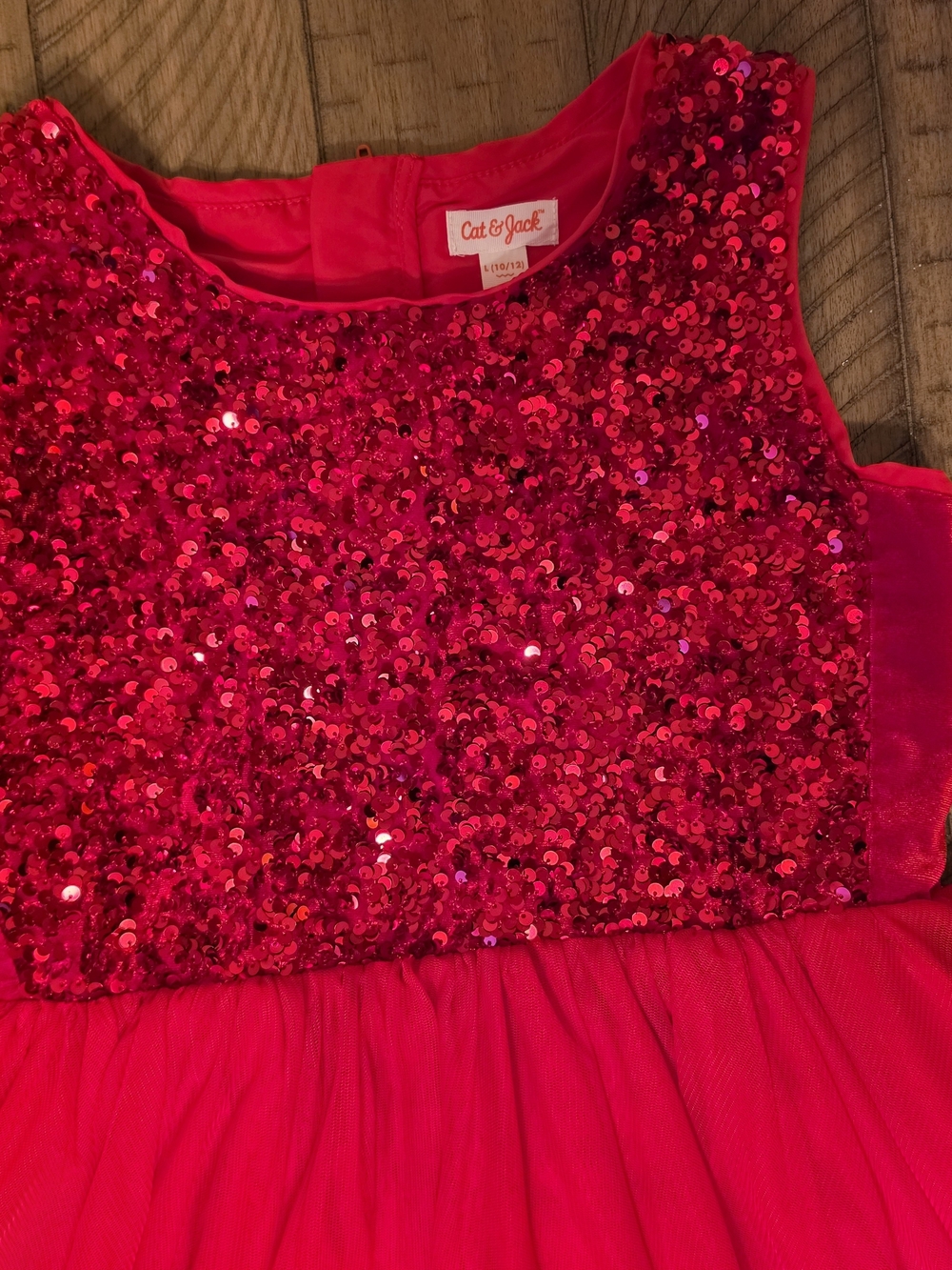 Cat & Jack Red Sequin Tulle Party Dress for Girls - Picture 2 of 4